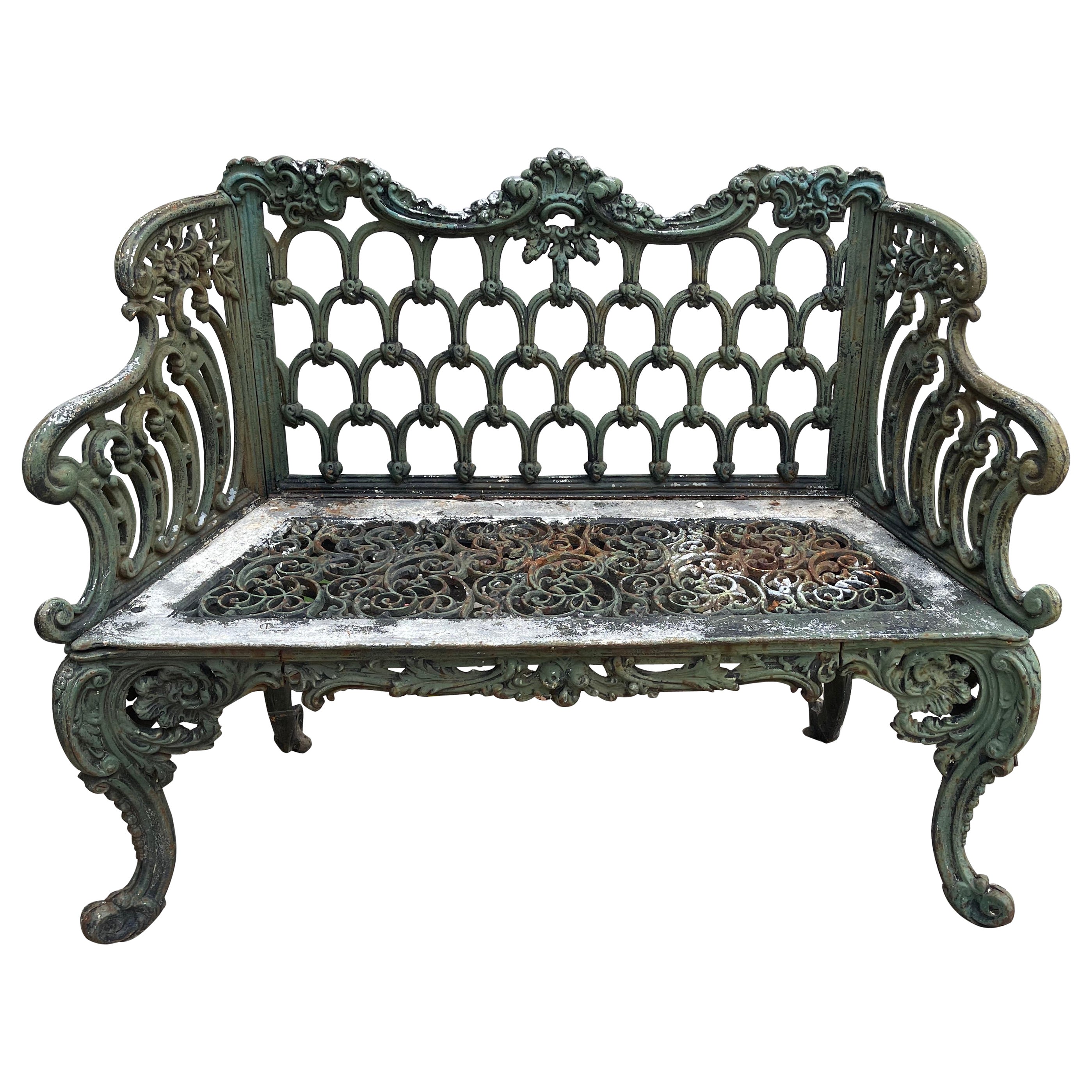 Rococo Revival and Gothic Revival Cast Iron "White House Rose Garden Bench" For Sale