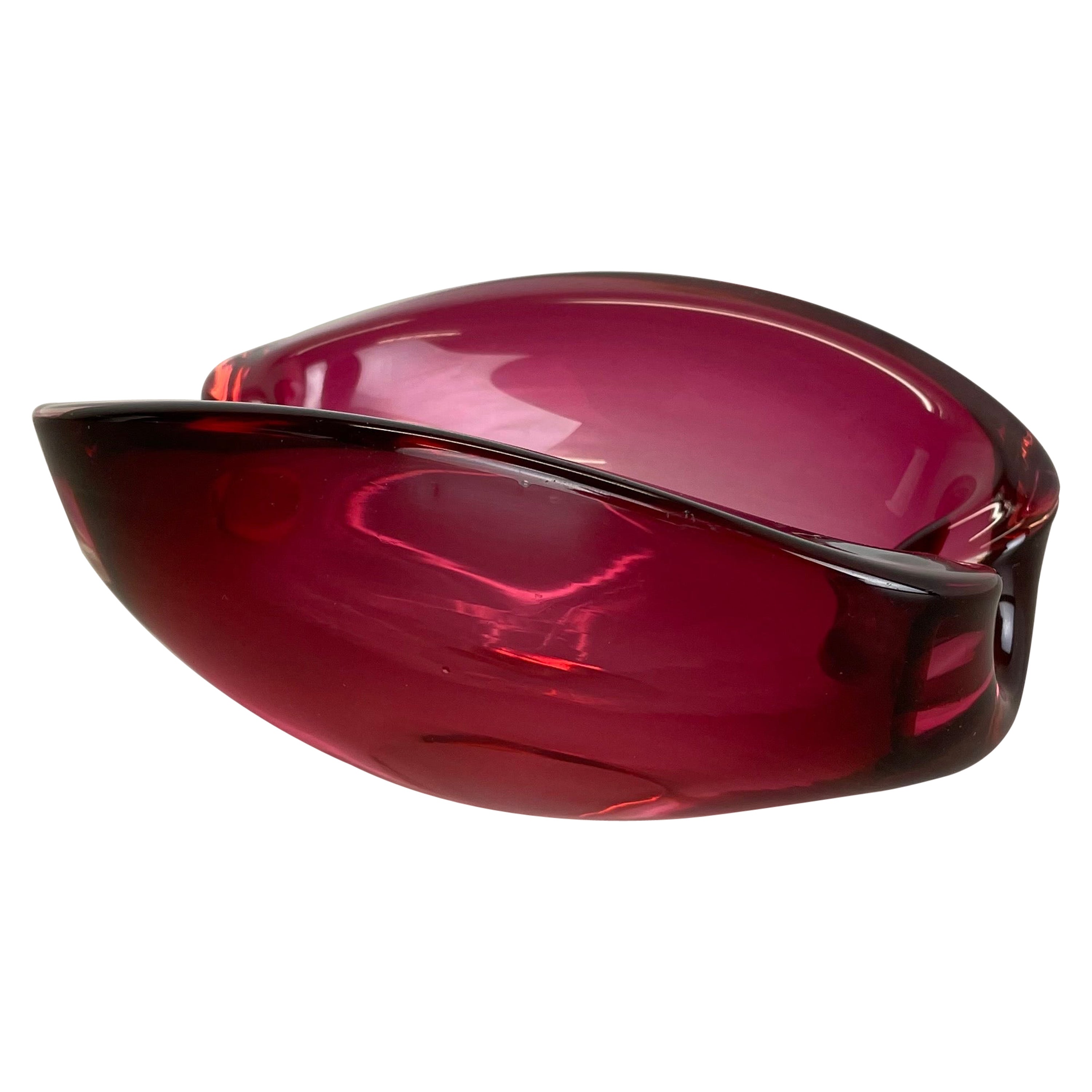 Large Murano Glass "Pink" Floral Bowl Element Shell Ashtray Murano, Italy, 1970s