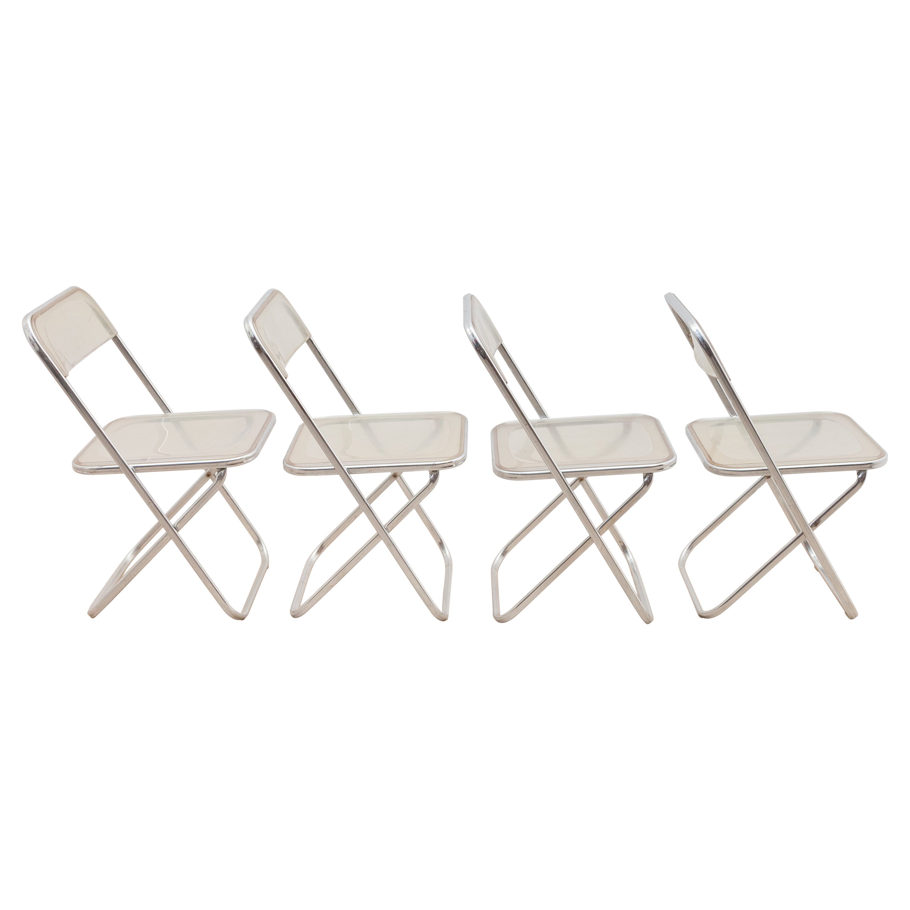 Set of Four Lucite in th style of Giancarlo Piretti's Plia chairs, circa 1970's