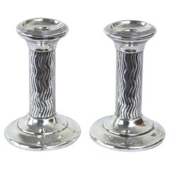 Pair of Hallmarked Arts & Crafts Silver Candlesticks