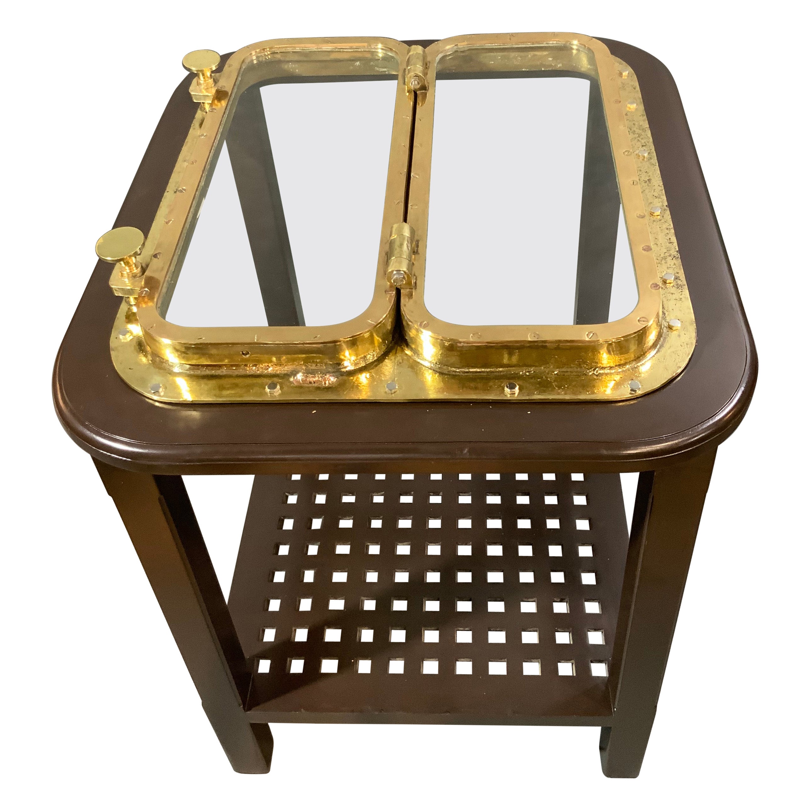 Solid Brass Ships Porthole Table For Sale