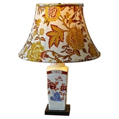 American 20th Century Painted Porcelain Vase Converted to a Table Lamp and Shade