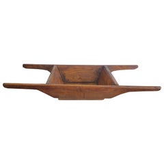 Square Turkish Pine Dough Bowl with Canted Sides and Four Handles