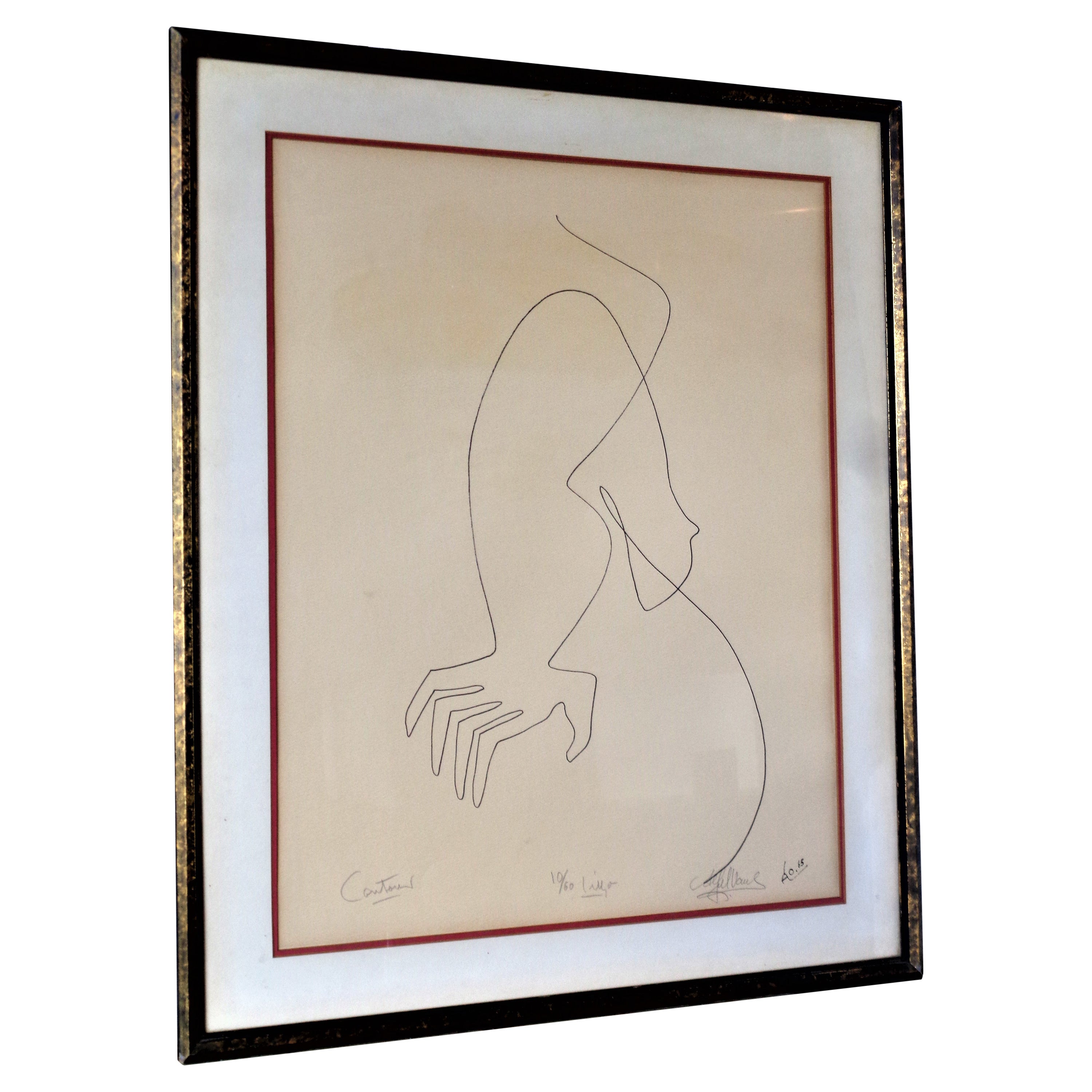 Lithograph "Contour" by Alfred Van Loen, 1965
