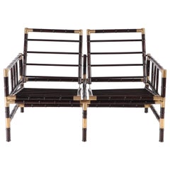 Used Brass Mounted Faux Bamboo Adjustable Settee, Circa 1950.