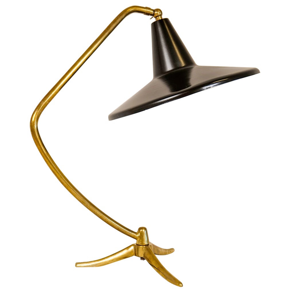 Midcentury Three Legged Brass Table Lamp, Sweden, 1950