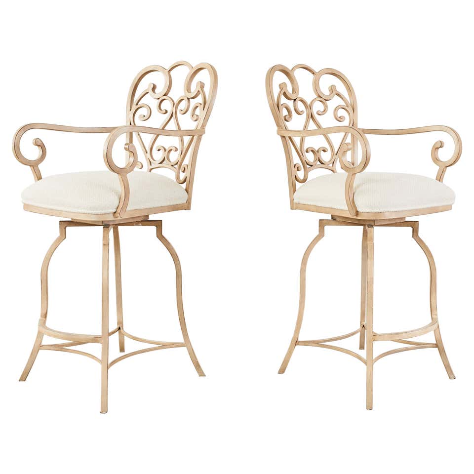Pair of Iron Spring Shaped Bar Stools at 1stDibs