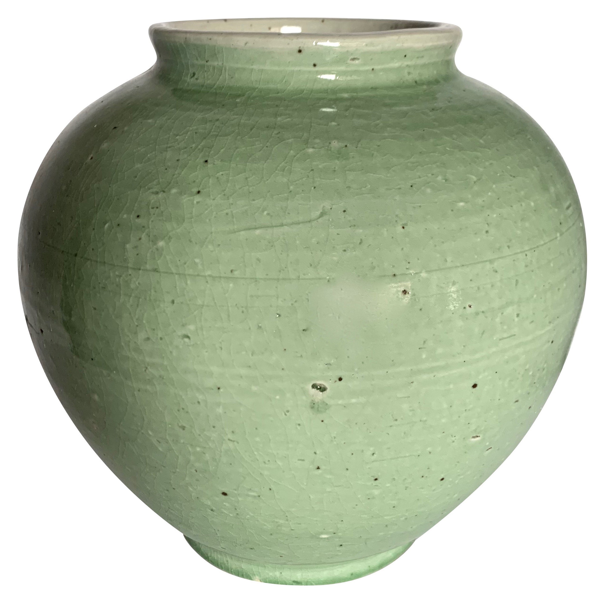 Celadon Color Ginger Jar Shape Vase, China, Contemporary