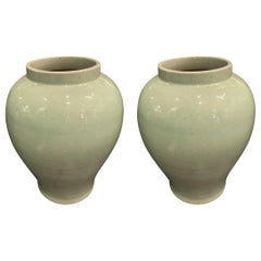 Large Pale Turquoise Pair Vases, China, Contemporary