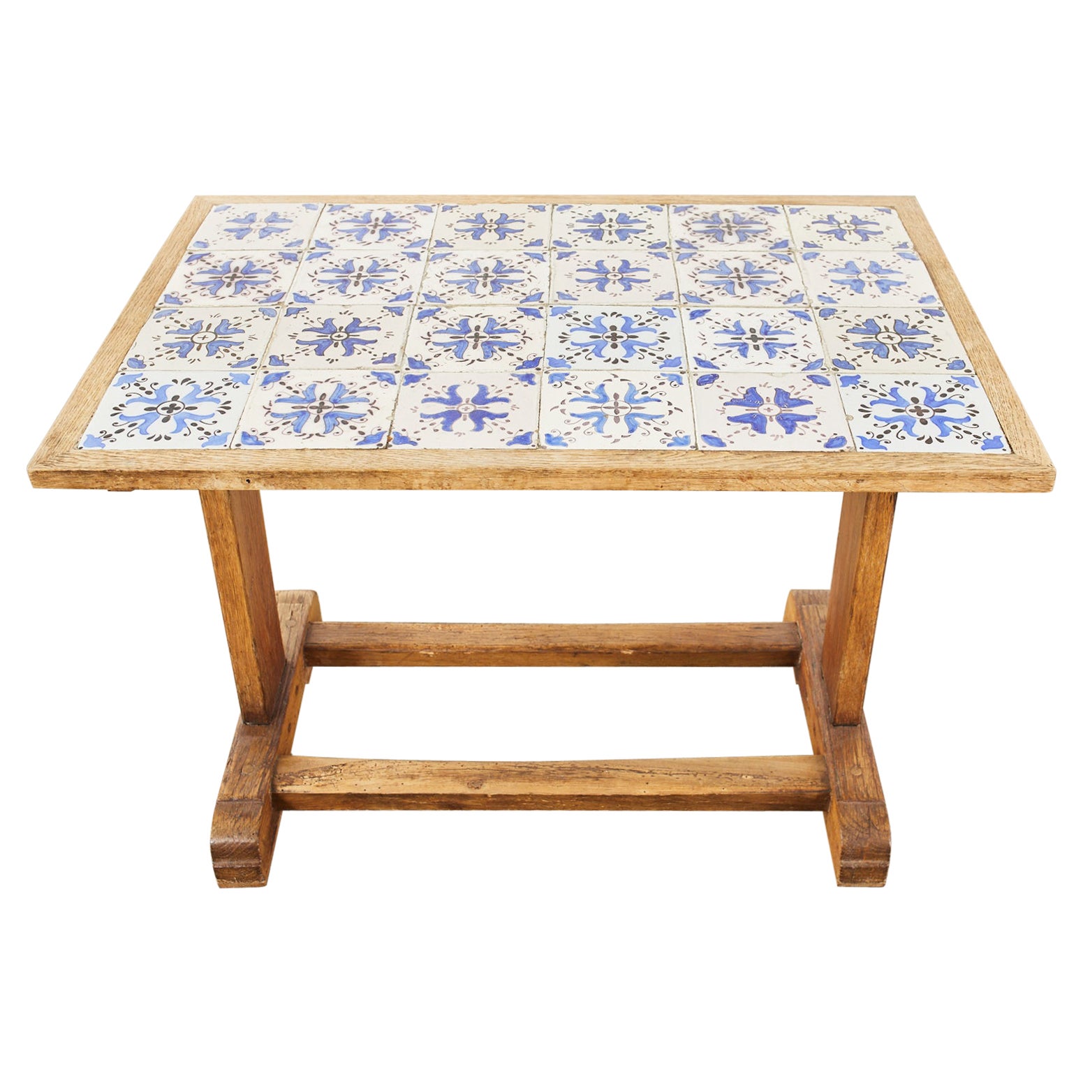 Midcentury Danish Oak Porcelain Tile Top Coffee Table