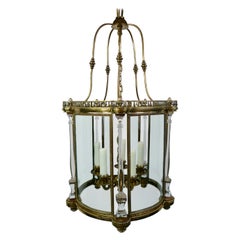 Lanterne en bronze de style néo-classique avec colonnes en cristal d'E. F. Caldwell