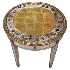 Table Dorée à la feuille de style Directoire Verre Eglomese