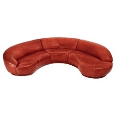 Milo Baughman Red Leather Sectional Sofa