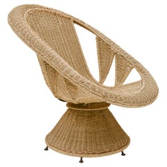 Vintage Large Wicker Woven Chair with Incredible Detailing, France, 1970's