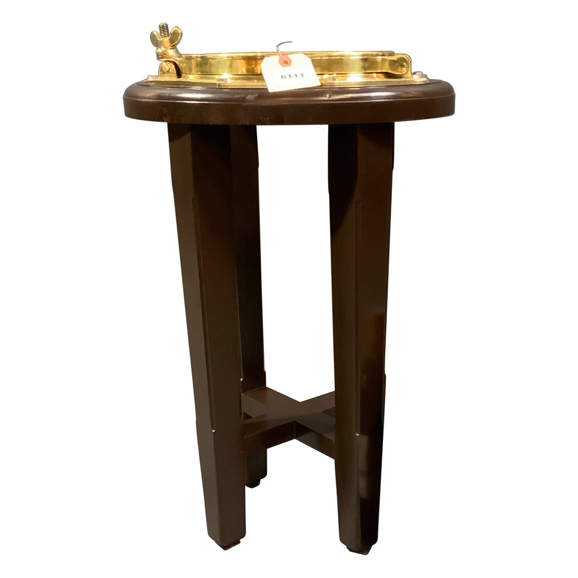 Authentic Solid Brass Boat Porthole Table For Sale