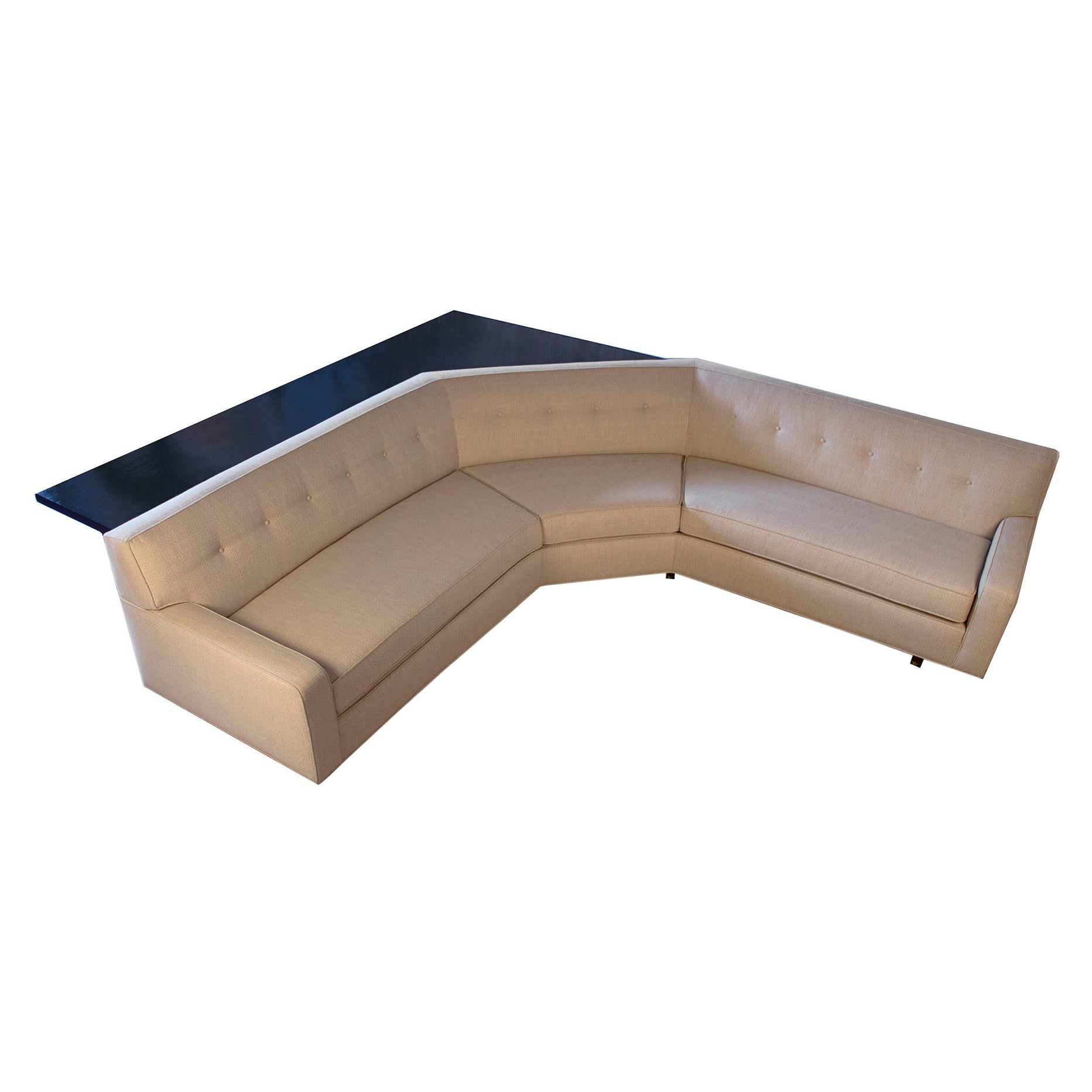 Custom Angular Sofa by Harvey Probber with Sofa Table / Writing Desk