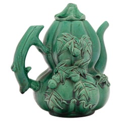 Vintage Chinese Green Glazed Double Gourd Teapot