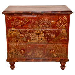 19th Century English Painted Chinoiserie Chest 