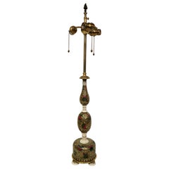 Lampe de table polychrome en bronze argenté et doré E. F. Caldwell