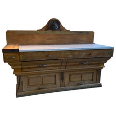 19th Century French Butcher Block Station