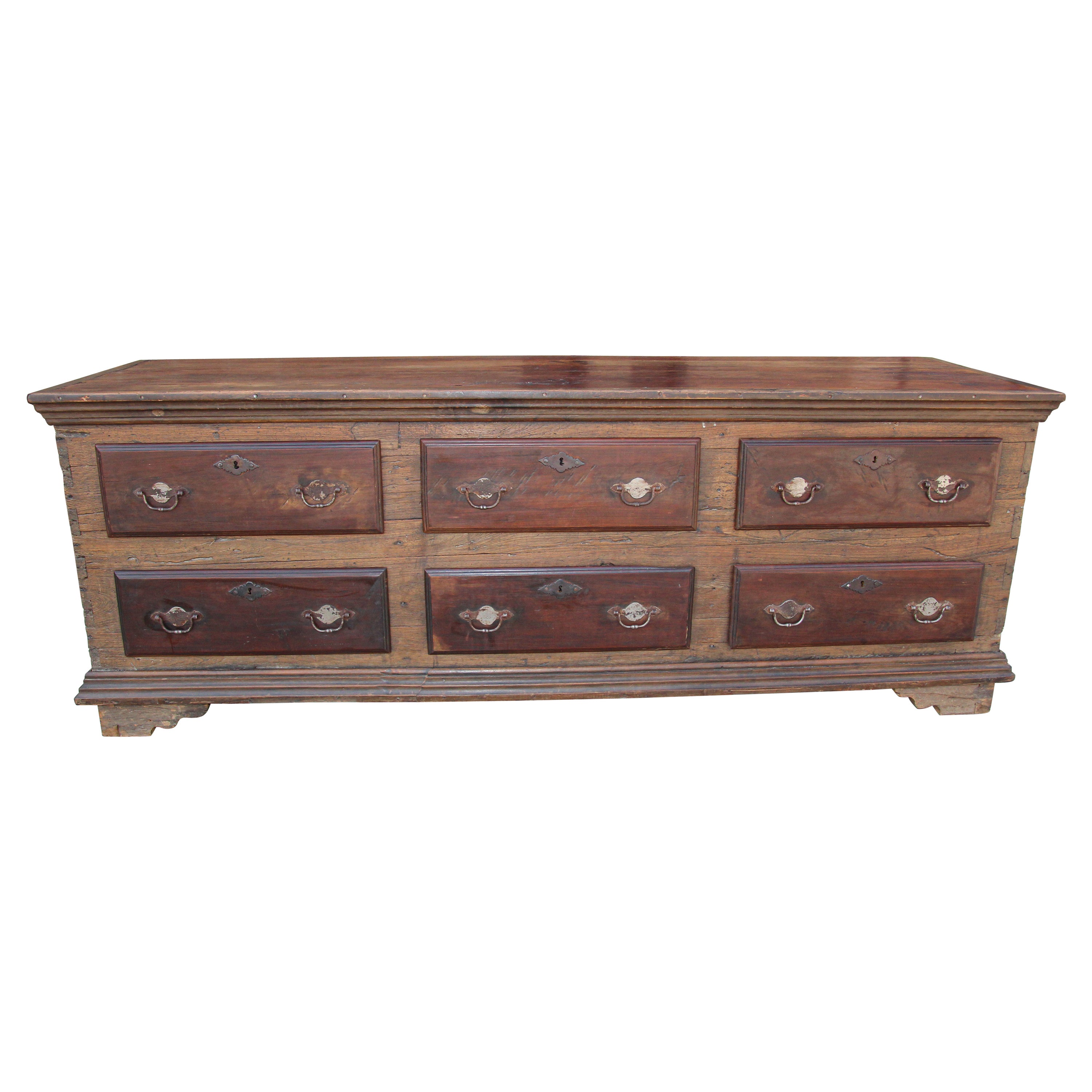 Monumental Antique Solid Rustic Oak Georgian Country Chest, Sideboard