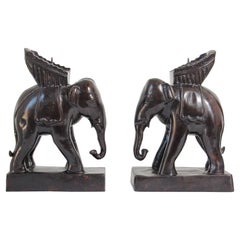 Pair of Maitland Smith Bronze Elephant Vintage Candlesticks