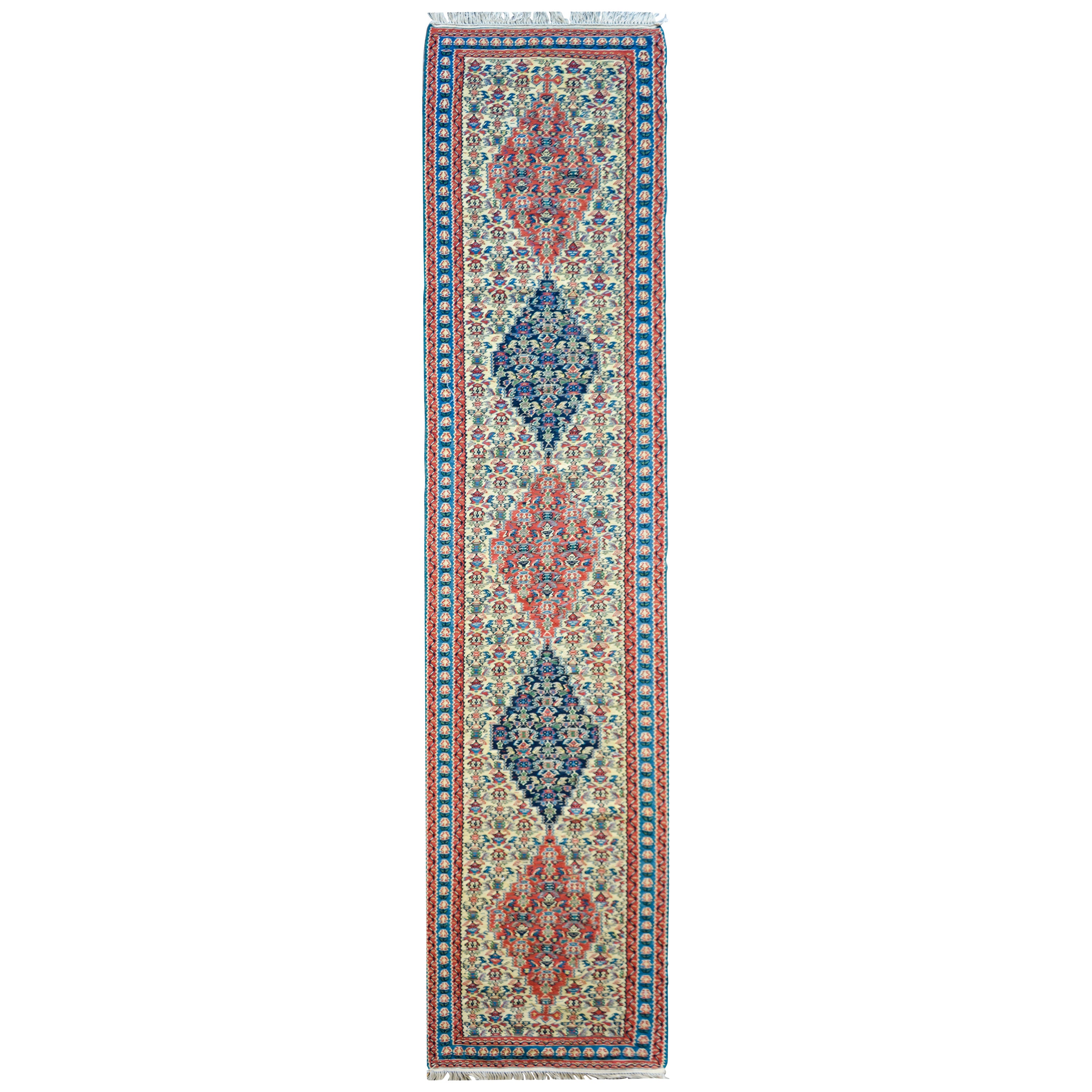 Tapis de couloir Kilim persan vintage Senneh