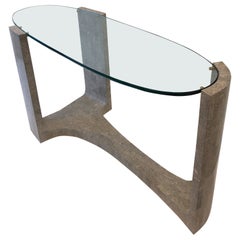 Tavolo consolle scultoreo in marmo e vetro di Maitland Smith