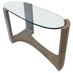 Table console sculpturale en marbre et verre de Maitland Smith