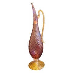 Mid-Century Murano Glass Carafe with Gold leaf