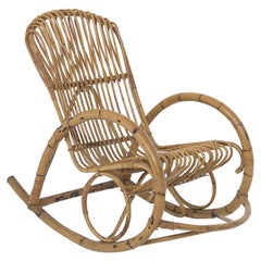 Italian Retro Bamboo Rocking Chair 1950s