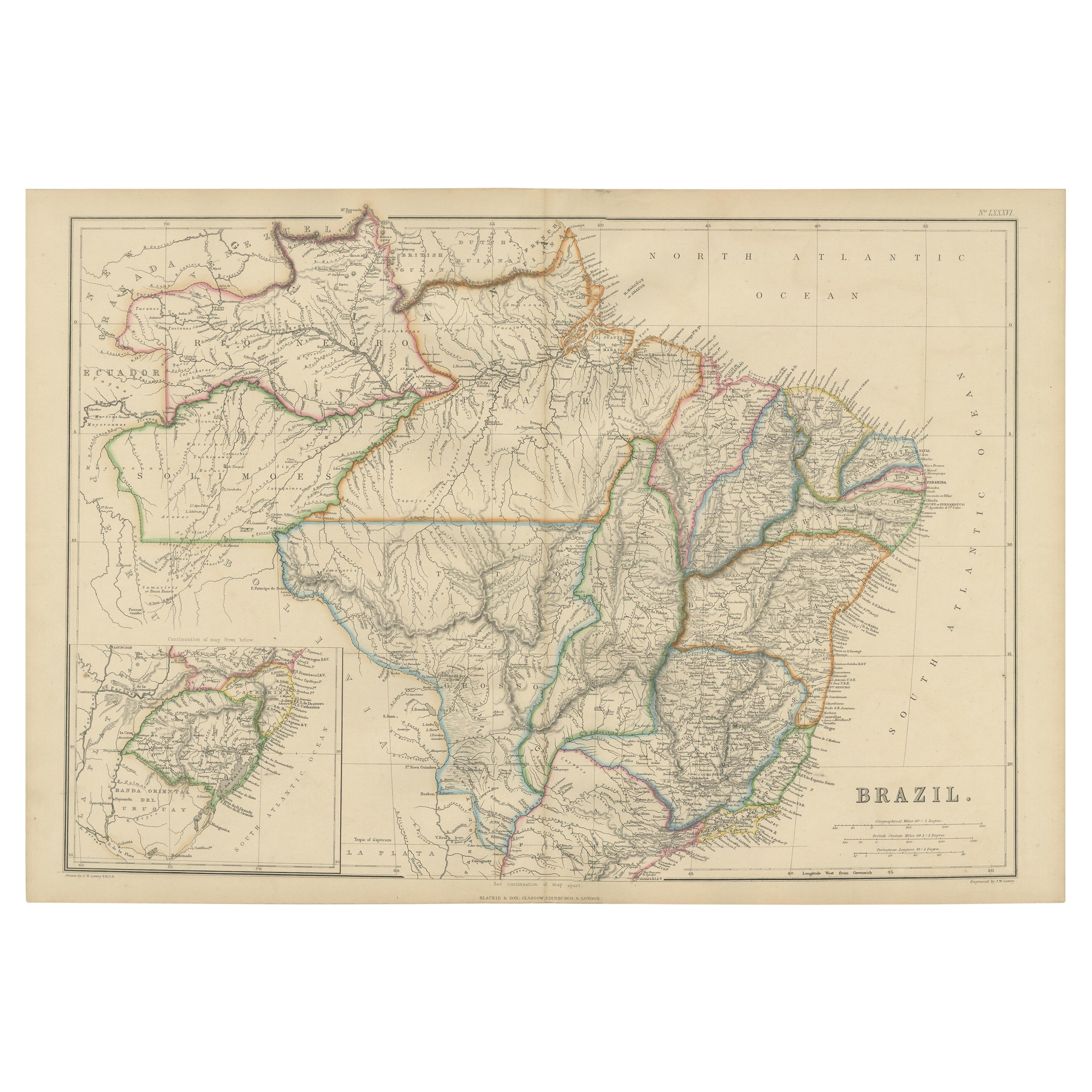 Antique Map of Brazil by W. G. Blackie, 1859