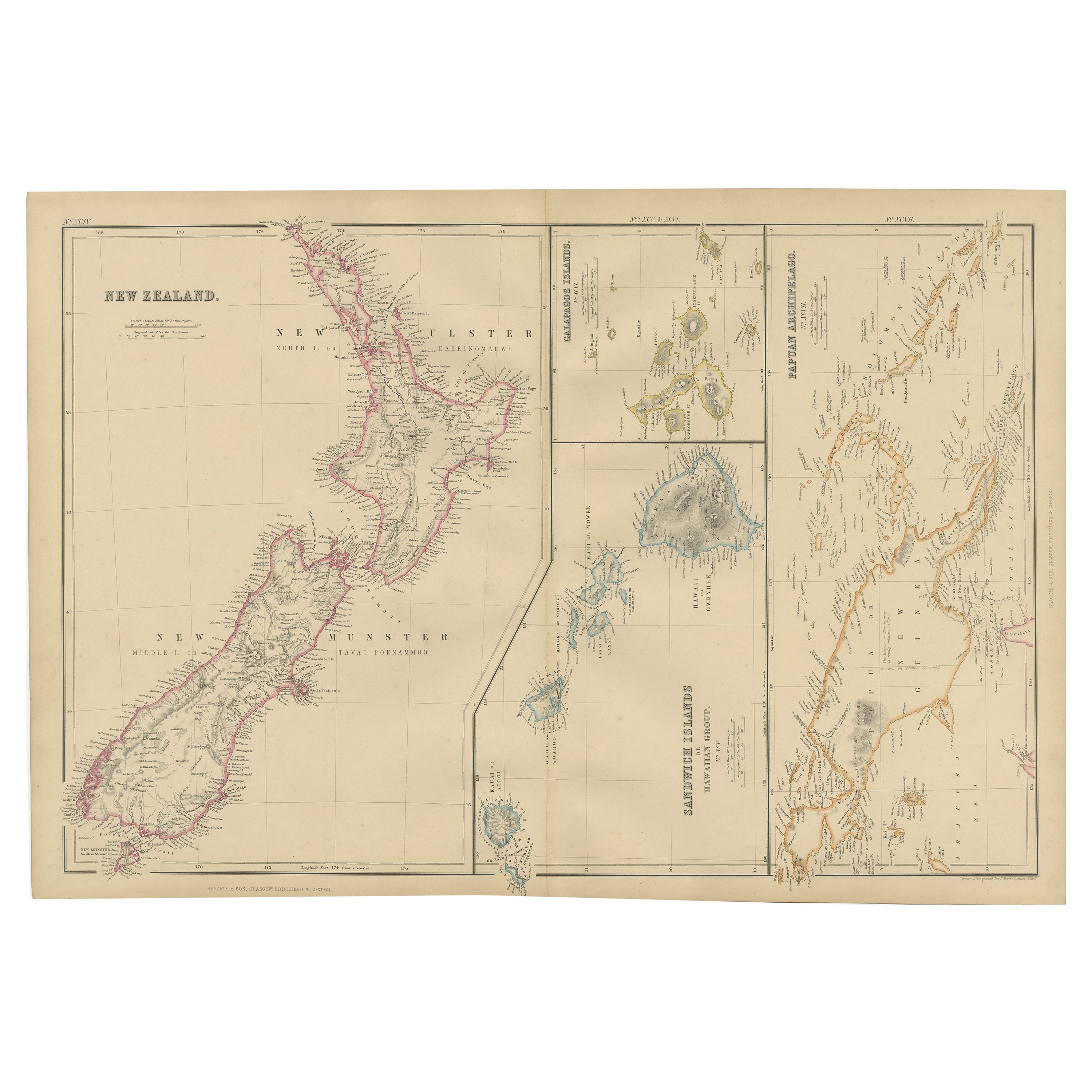 Antique Map of New Zealand by W. G. Blackie, 1859