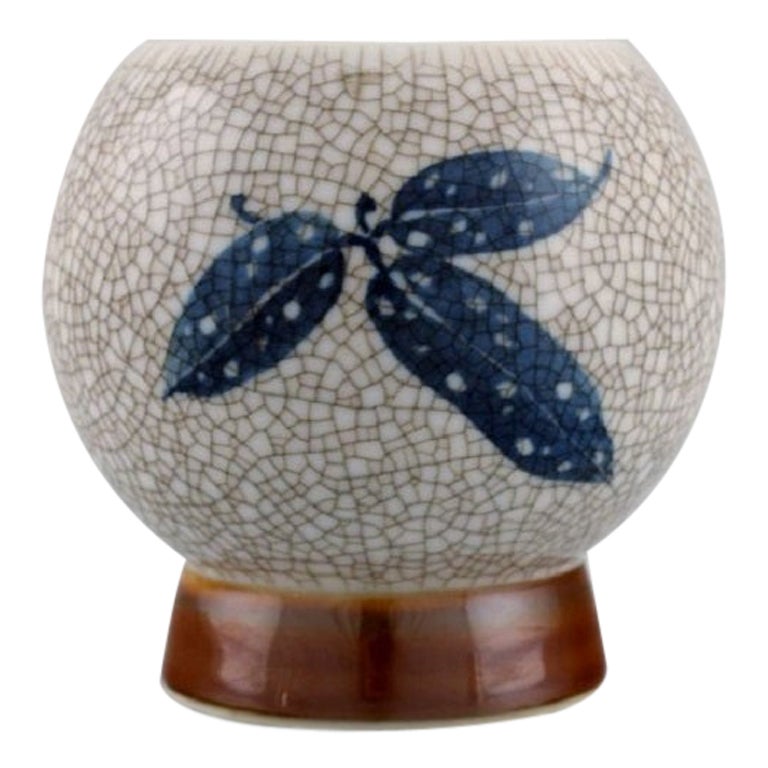 Art déco-Vase Bing & Grndahl aus handbemaltem Crackle-Porzellan, 1920er Jahre