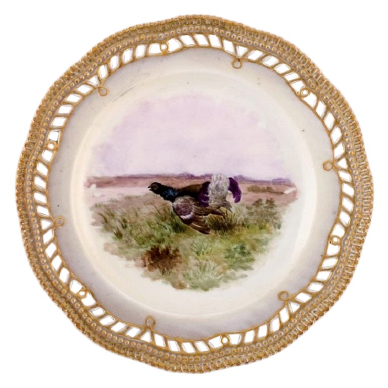 Early and Rare Royal Copenhagen Fauna Danica Plate in Hand-Painted Porcelain For Sale