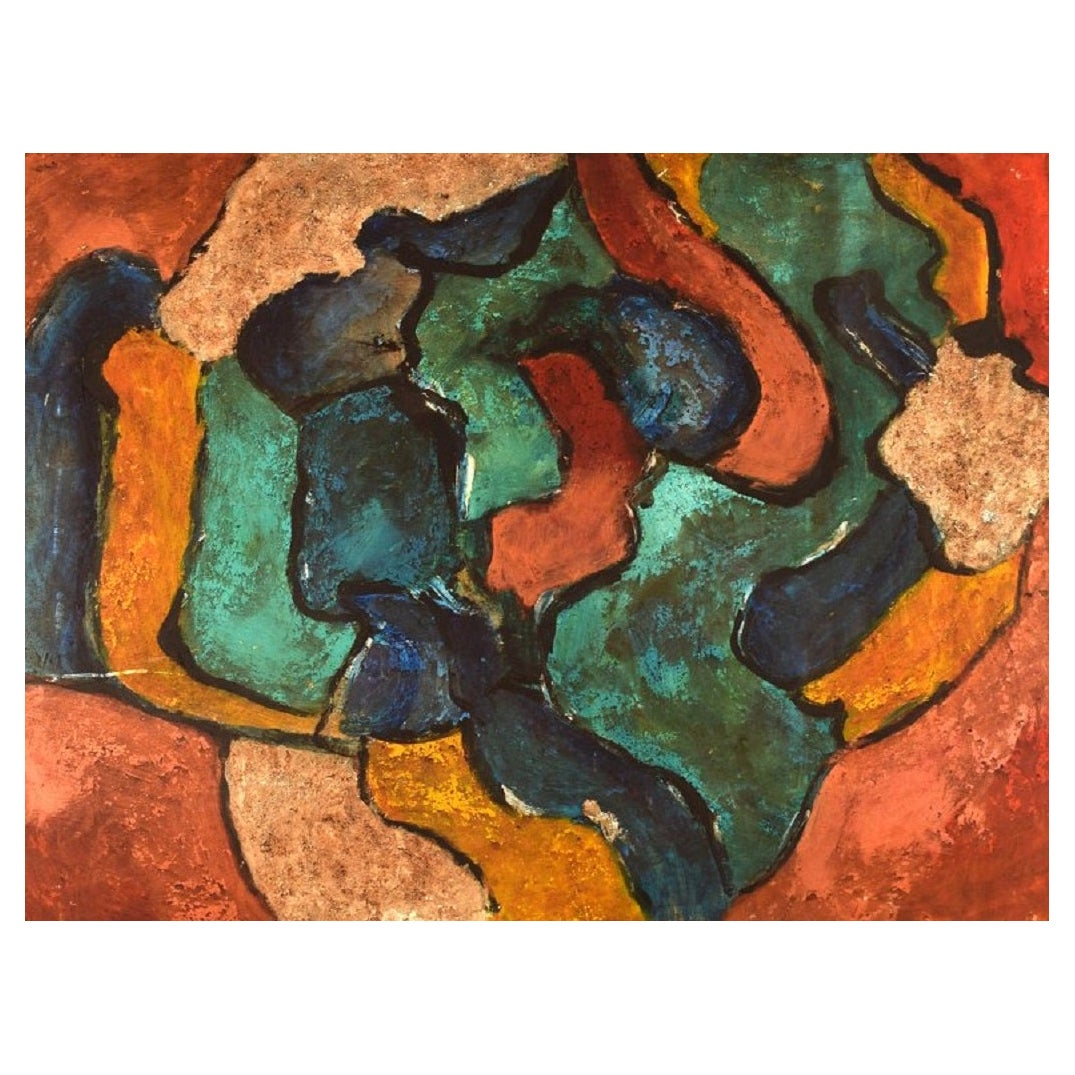 Italian Artist, Oil on Board, "Consacra", Abstract Composition, Dated 1984