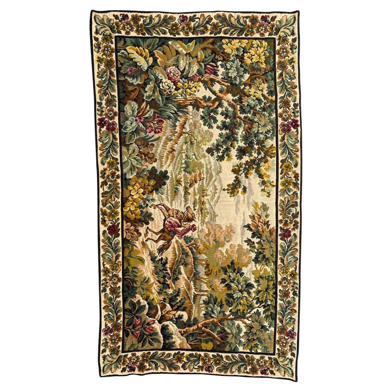 Bobyrug's Beautiful Mid Century French Jaquar Tapestry im Angebot