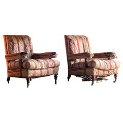 Antique Magnificent Pair of Howard and Sons Open Armchairs 19th Century, Circa 1850