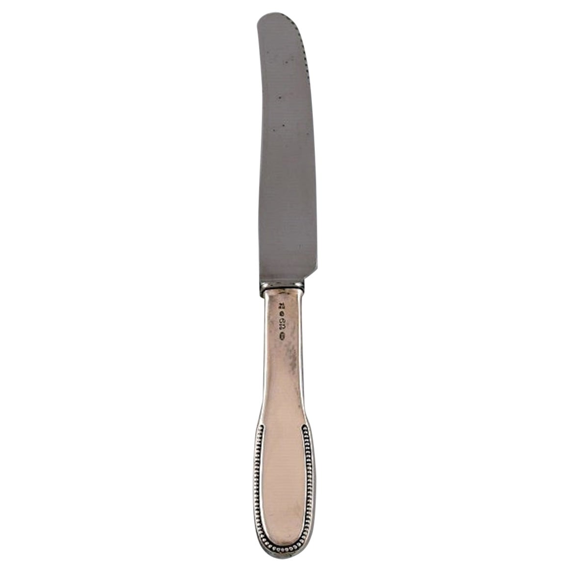 Evald Nielsen Number 14 Dinner Knife in Hammered Silver and Stainless Steel For Sale