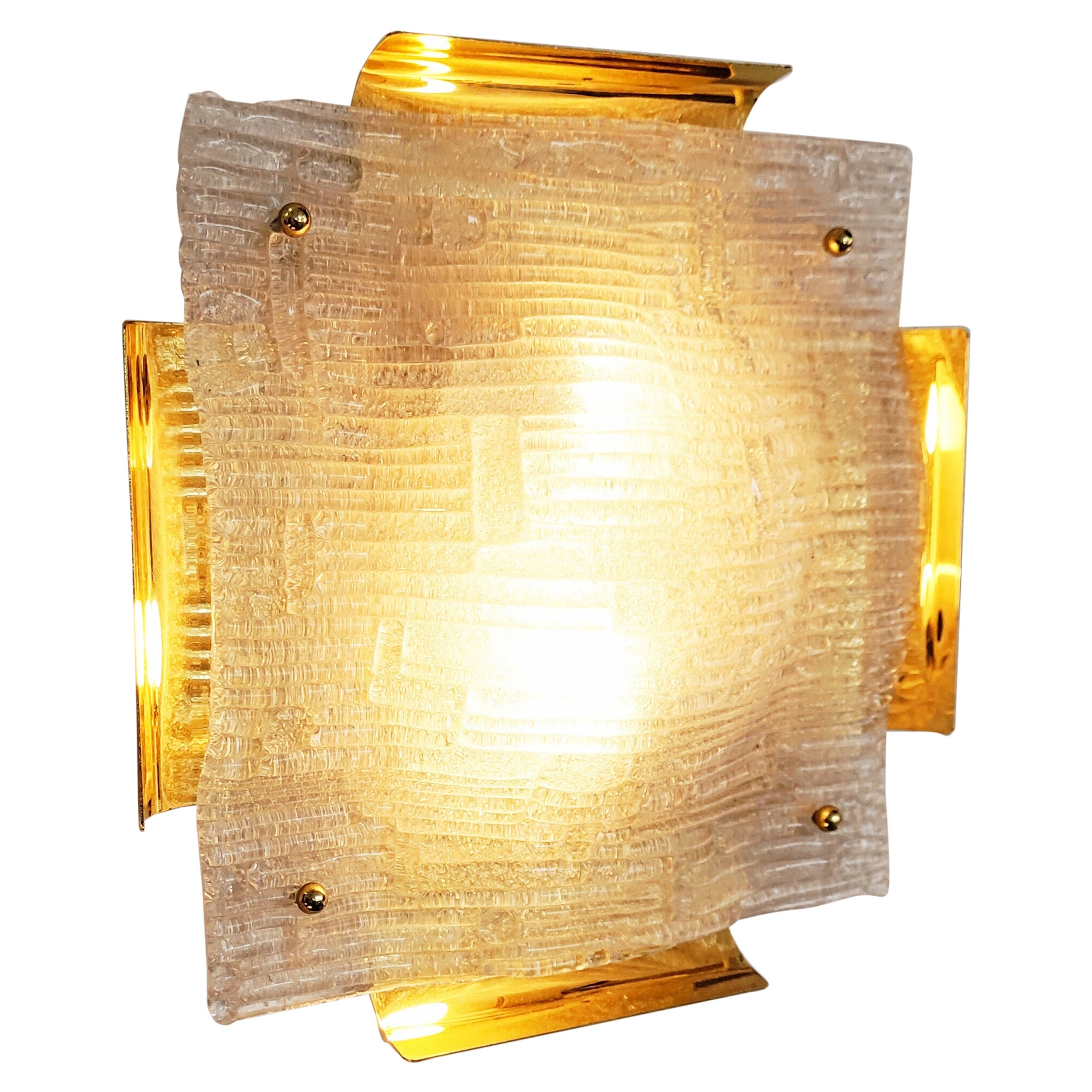 Large Murano and Brass Sconce, Italy, 1960s For Sale