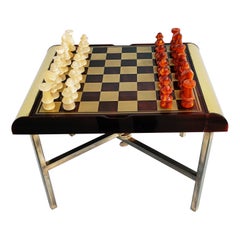 Rare jeu d'échecs en plexiglas sur table:: Italie:: 1970