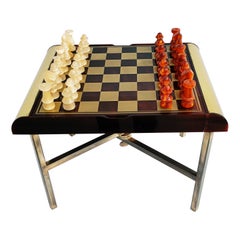 Rare Plexiglass Chess Set on Table, Italy, 1970s