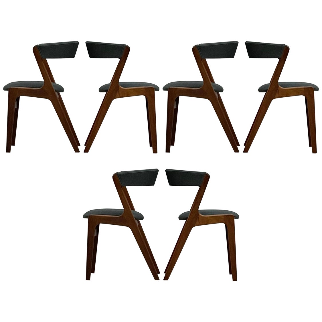 Set 6 Danish Modern Dining Chairs by Kai Kristiansen Model T21
