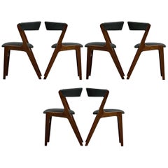 Set 6 Danish Modern Dining Chairs by Kai Kristiansen Model T21