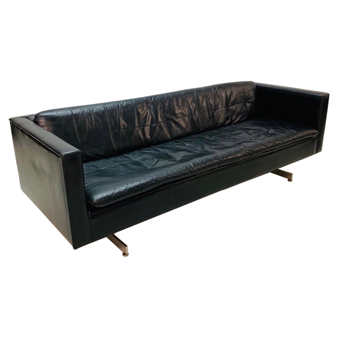 Modernist Leather and Steel Sofa by Christen Sorensen, Ebena / Lasalle