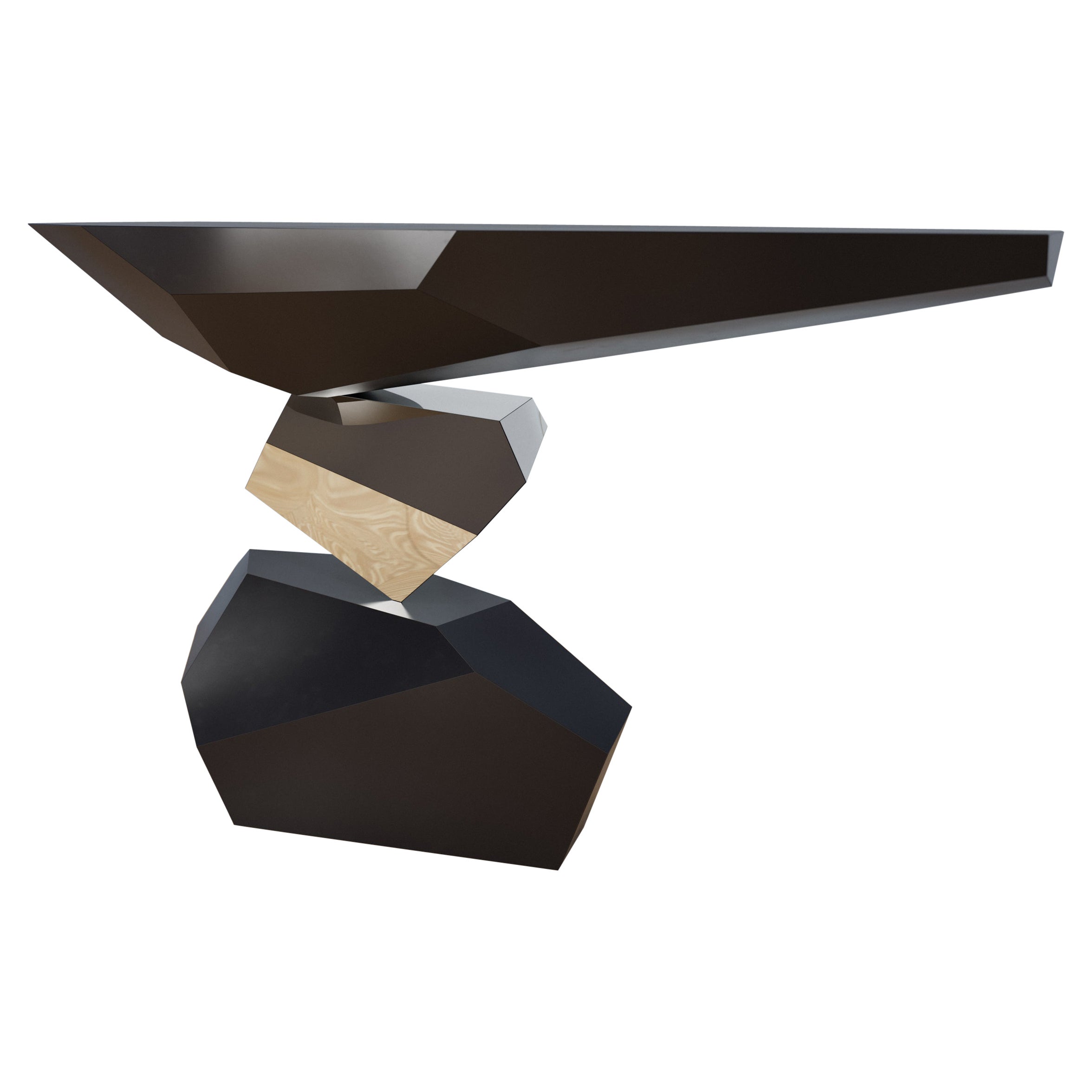 Serenity est une nouvelle table console monobloc de Christopher Duffy pour Duffy London qui semble défier la gravité, jouant avec la perspective visuelle dans un trompe-l'œil tridimensionnel ludique. Un ajout revigorant à tout couloir, hall d'entrée