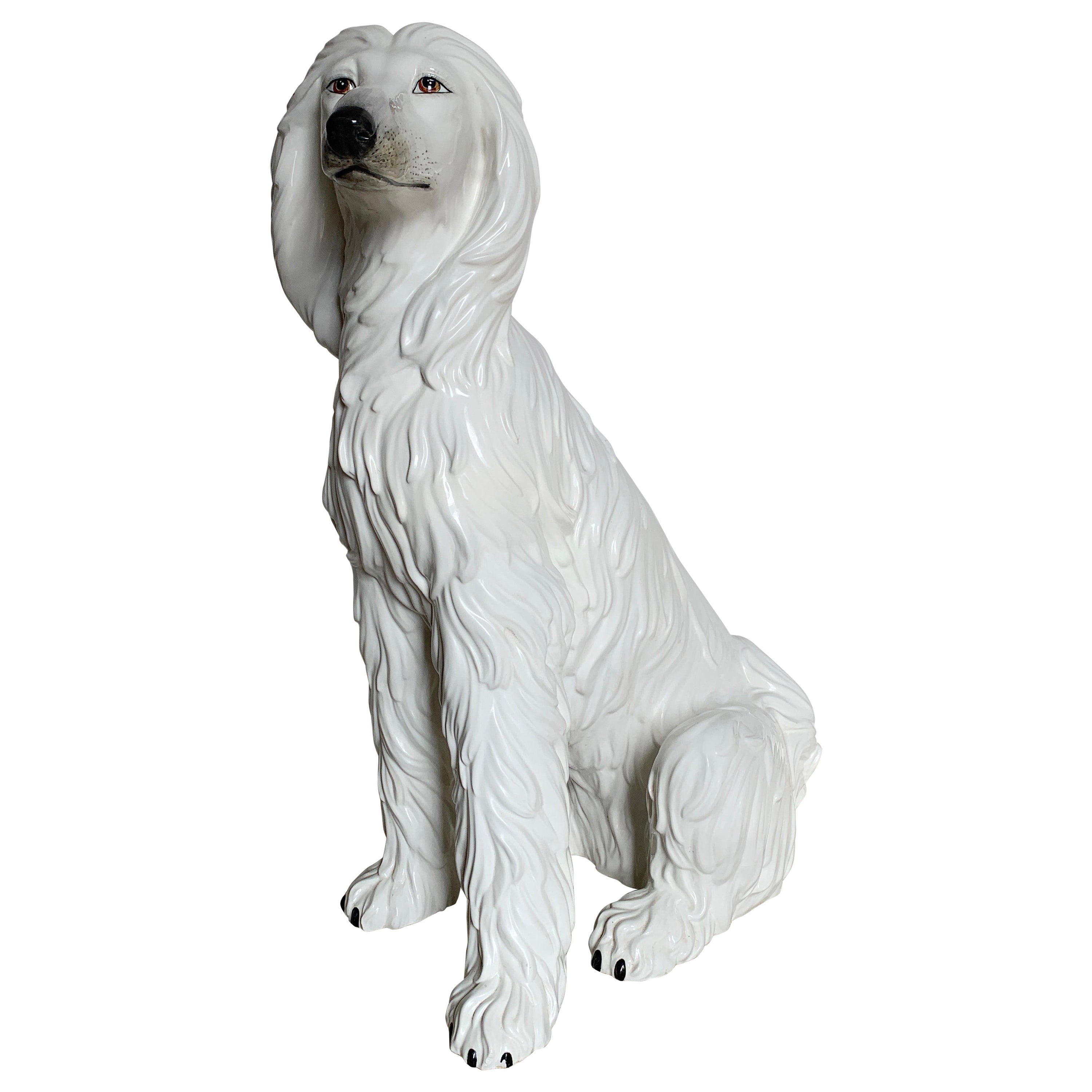 Afghan Hound Art Dog UK figurine with image of a dog on white marble 