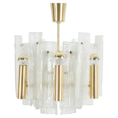 Kalmar Chandelier Semi Flush Mounts Pair Lipizza Glass Lamps, Austria
