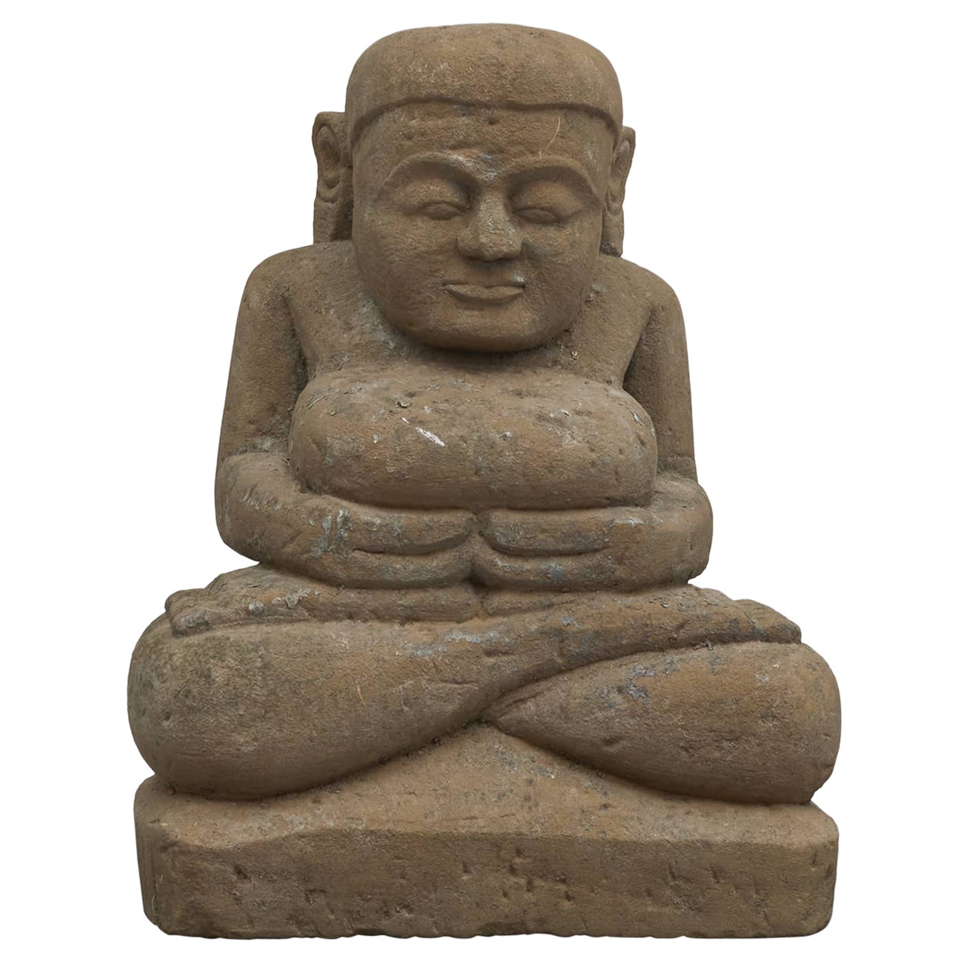 17-18th Century Burmese Sandstone Buddha Seated in Meditation For Sale
