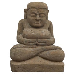 Antique 17-18th Century Burmese Sandstone Buddha Seated in Meditation